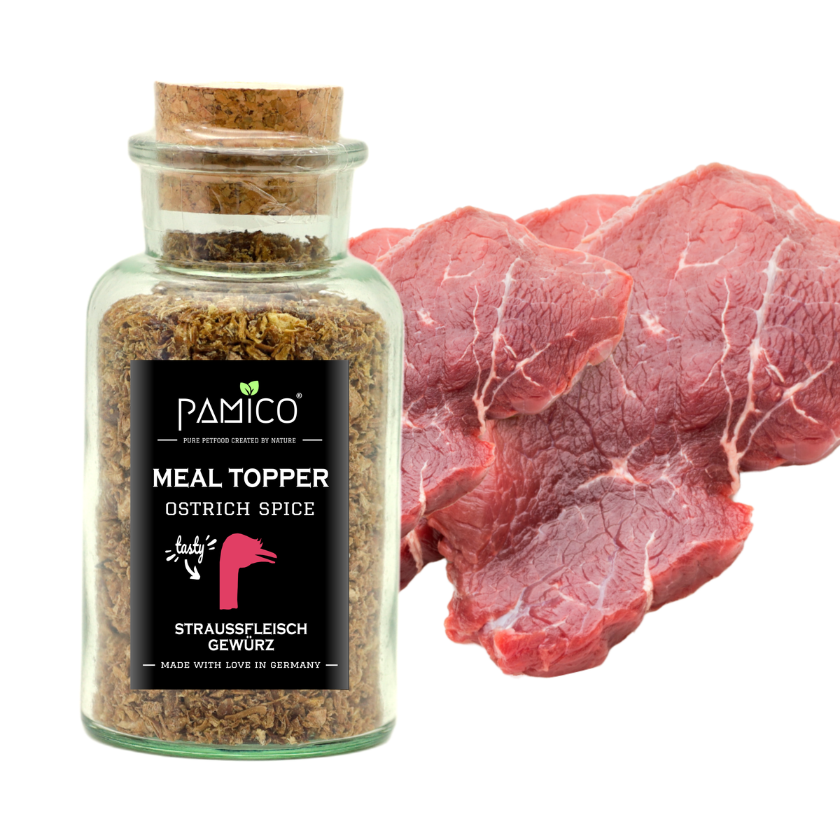 Pamico Meal Topper - Struisvogel Kruiden - Maaltijd topper - flesje 90 gram
