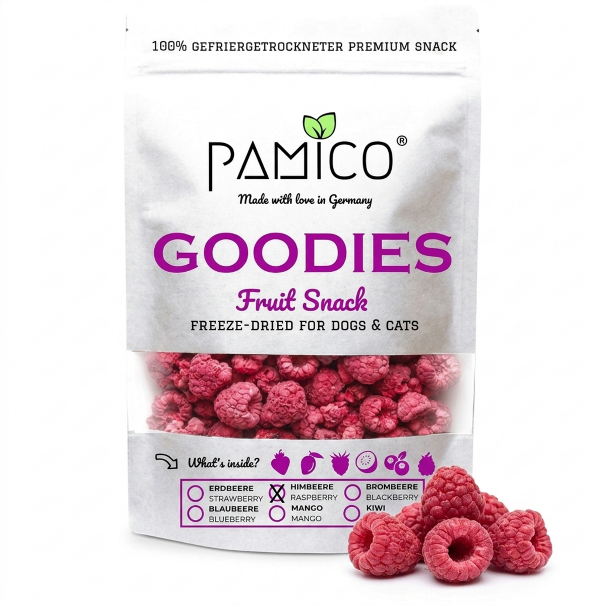 Pamico gevriesgedroogd fruit snack - Frambozen - 30 gram