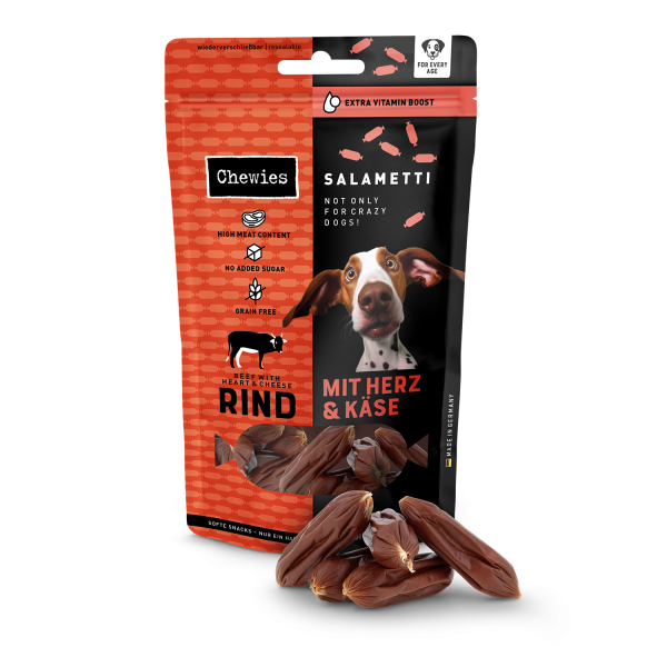 Chewies zachte worstjes - Salametti rund, hart en kaas - 60 gram