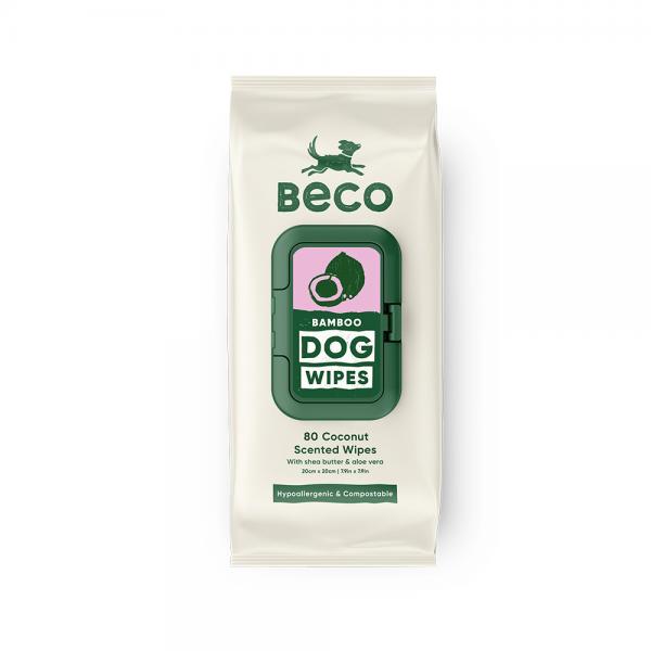 Beco dog wipes - voor modderige pootjes, buikjes en billen - met kokosgeur - 80 doekjes