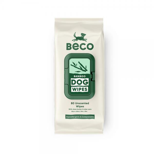 Beco dog wipes - voor modderige pootjes, buikjes en billen - geurloos - 80 doekjes