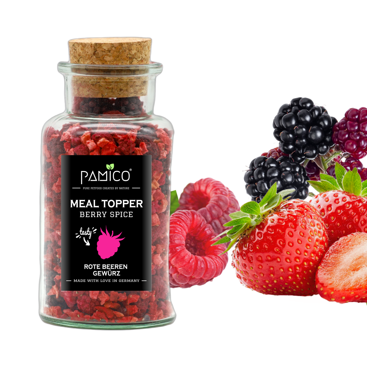 Pamico maaltijd topper - Rode bessen - Fruitige Bessenmix - flesje 50 gram