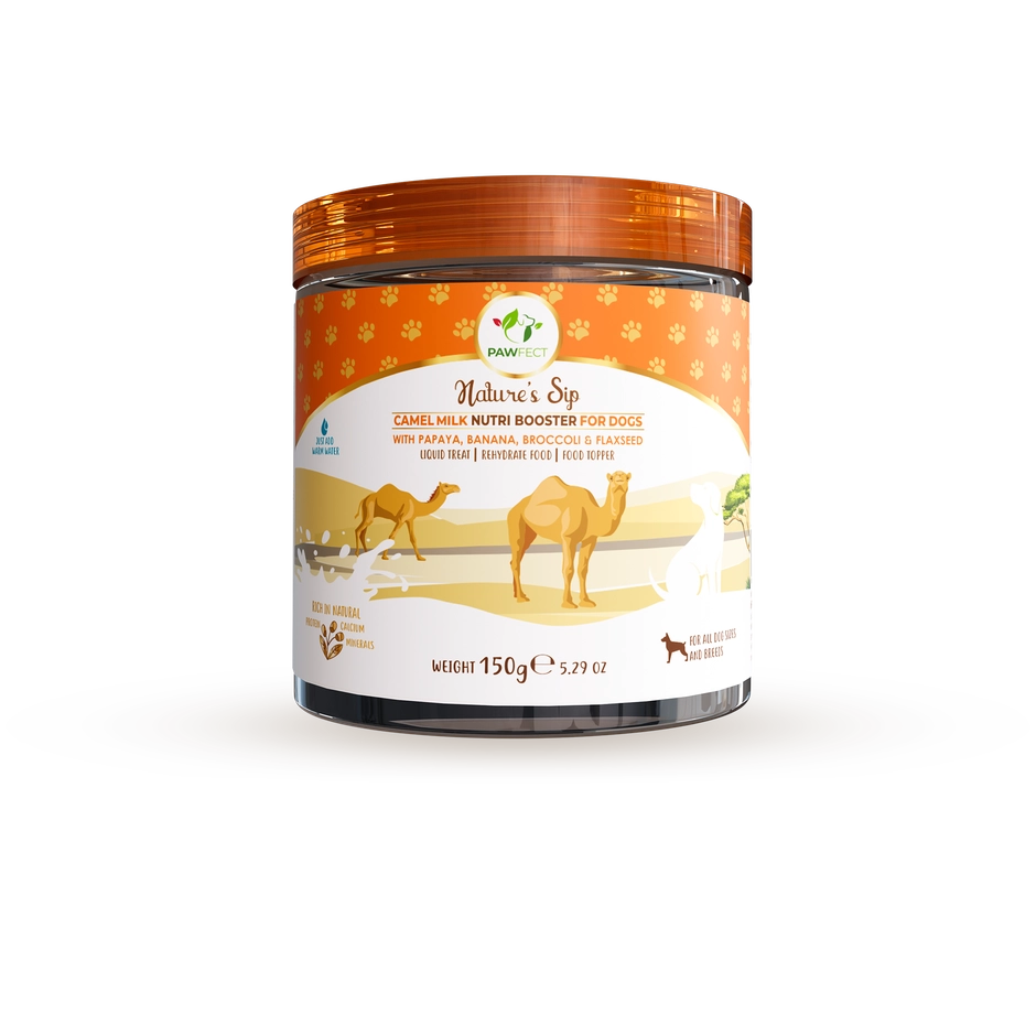 Pawfect Nature's Sip Kamelenmelkpoeder met papaya, banaan, broccoli & lijnzaad (150gr)