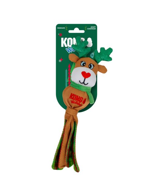 KONG Holiday Wubba Rendier Small op de originele groene KONG-verpakking