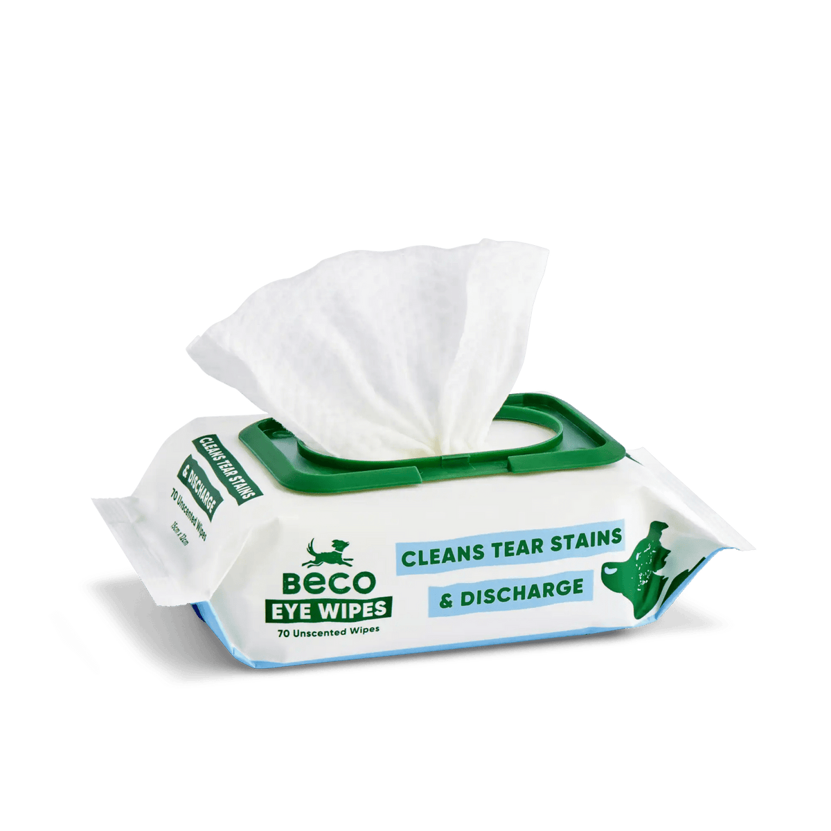 Beco Eye cleaning wipes - speciaal ontworpen voor schoonmaken traanstrepen en oogvuil honden - 70 doekjes