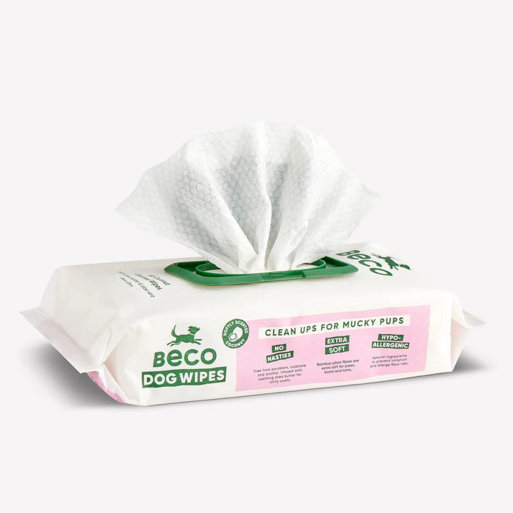Beco dog wipes - voor modderige pootjes, buikjes en billen - met kokosgeur - 80 doekjes