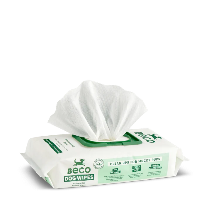 Beco dog wipes - voor modderige pootjes, buikjes en billen - geurloos - 80 doekjes