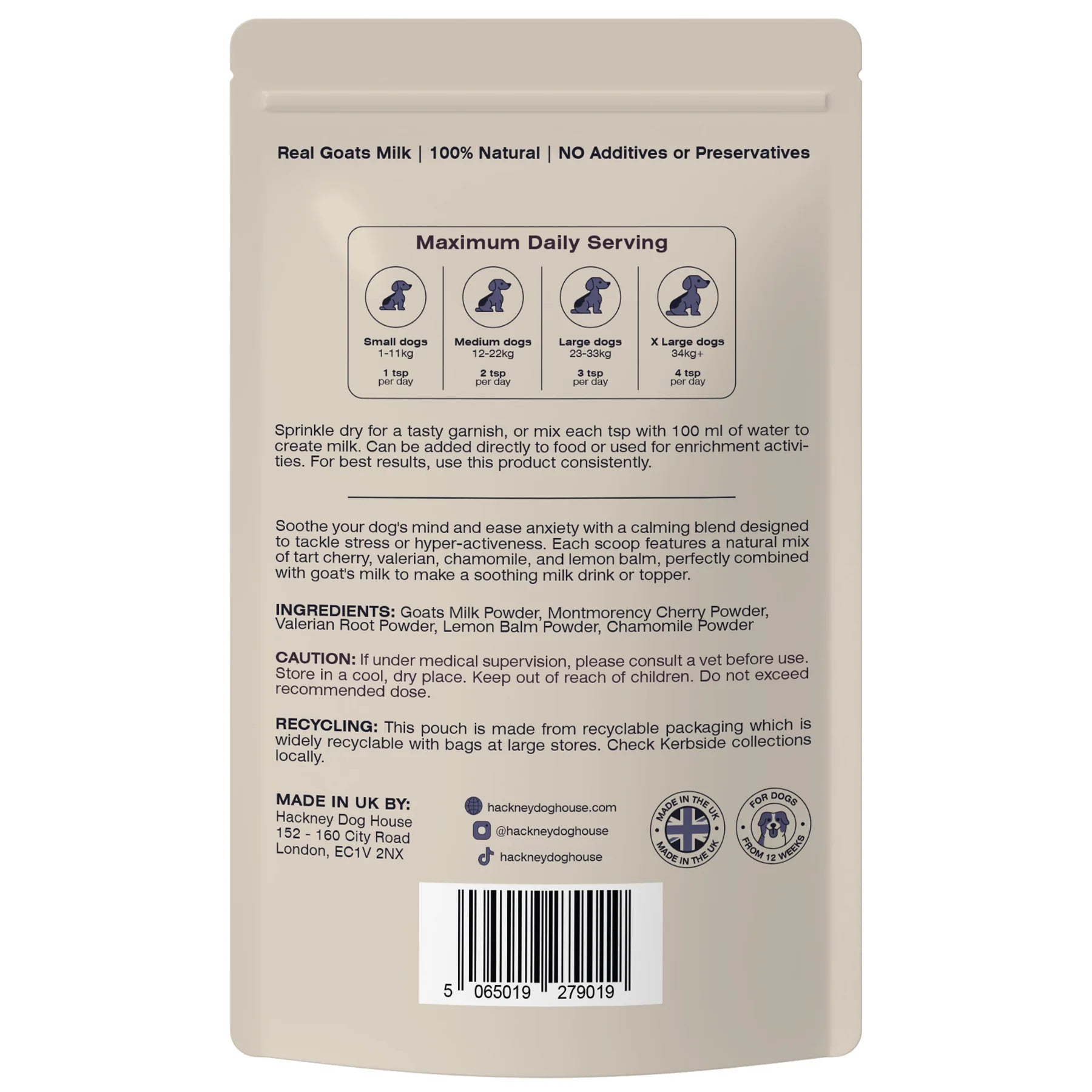 Hackney Dog House Calming Topper (150gr) - kalmerende geitenmelk