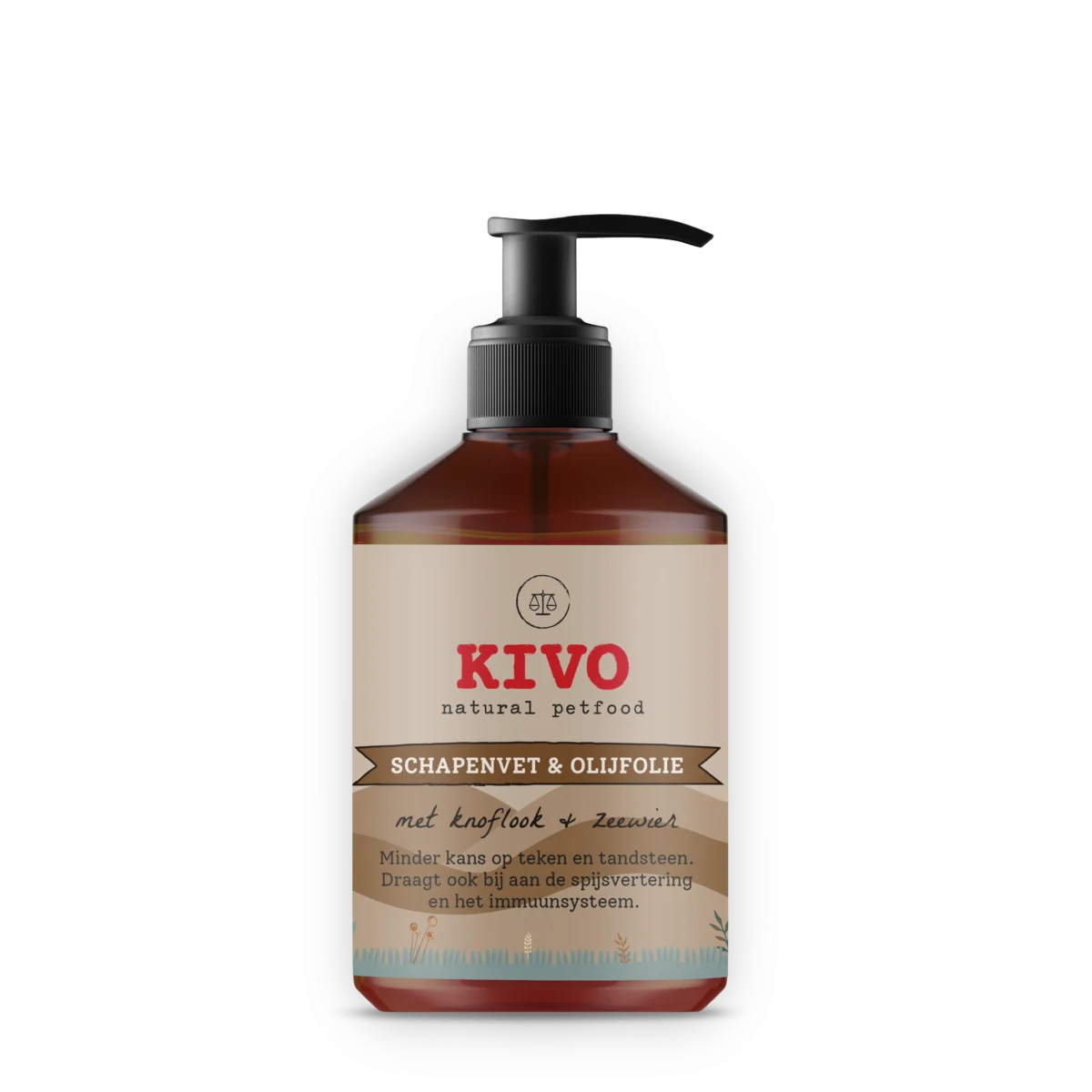 Kivo Schapenvet & olijfolie - met zeewier en knoflook - natuurlijk tegen teken - 500 ml