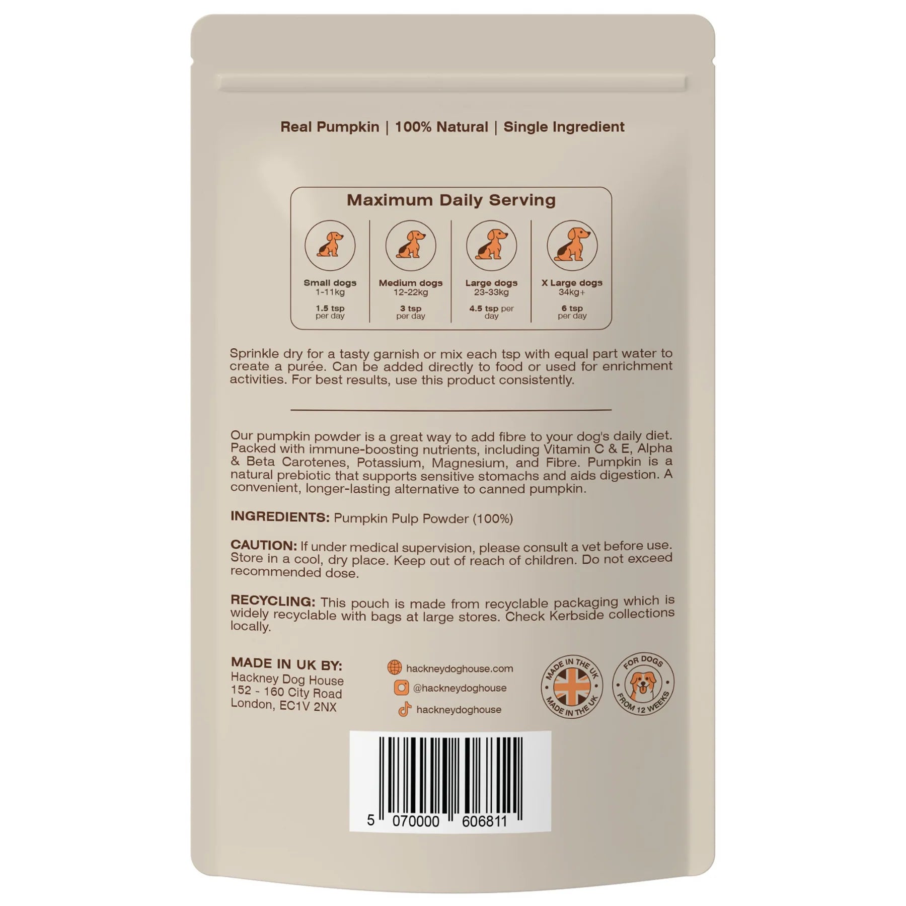 Hackney Dog House Pumpkin Powder