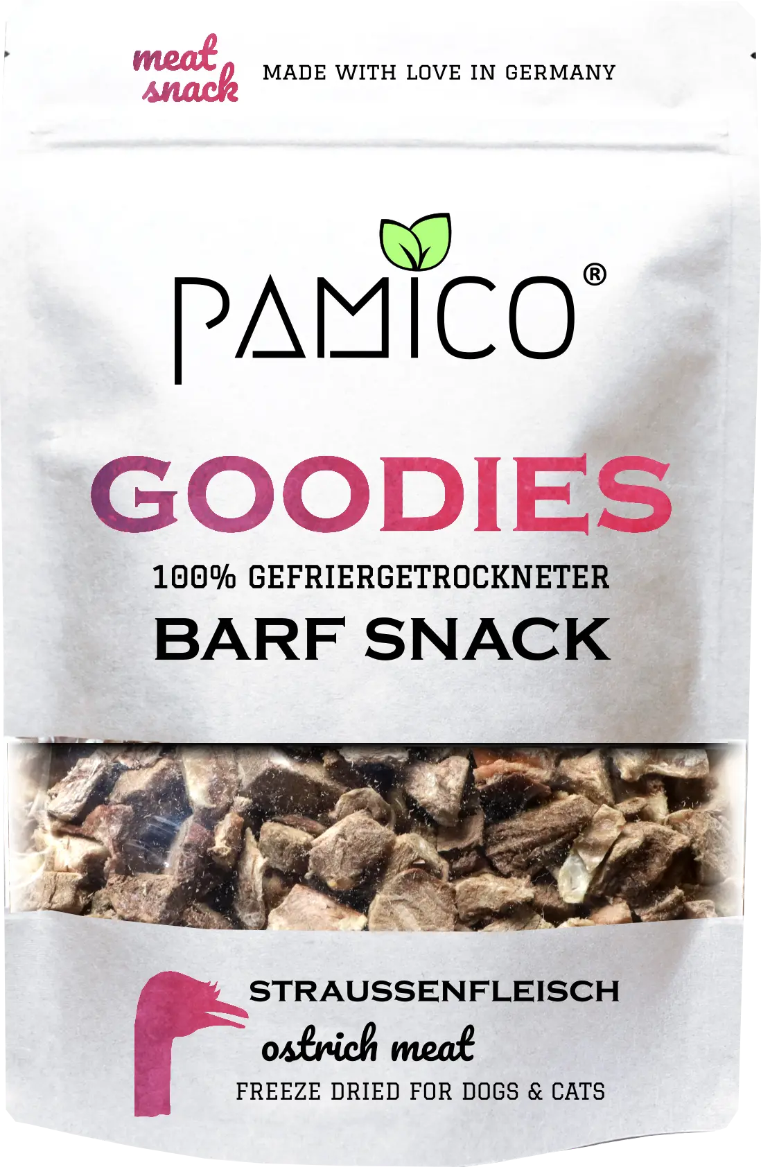 PAMICO gevriesdroogd struisvogelvlees – aanvullende productafbeelding
