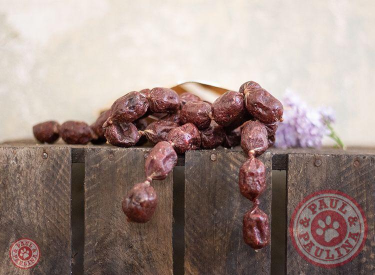 Paul & Paulina hondenpralines - Gedroogde kleine worstjes met Hert, Mint & Kokos - 200 gram