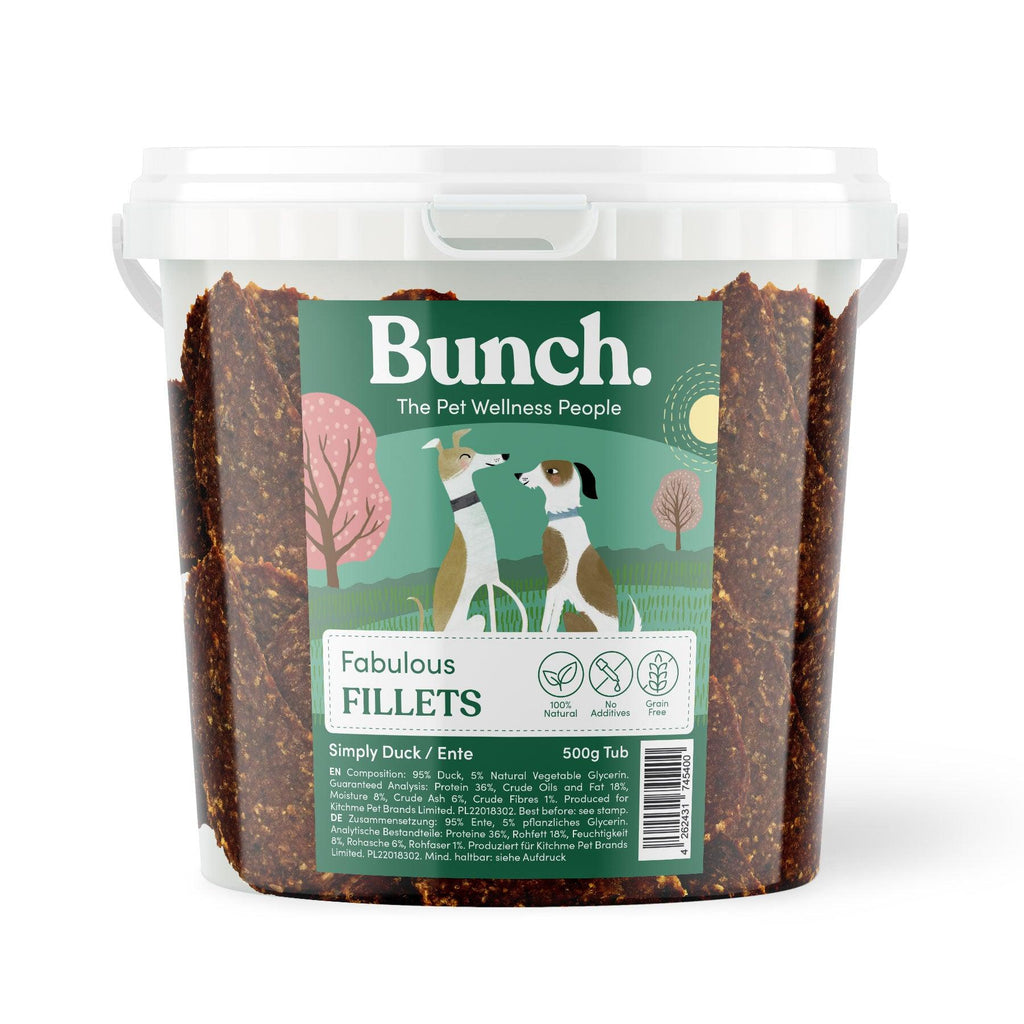 Bunch natuurlijke eendenfilets voor honden in voordeelemmer - 500 gram