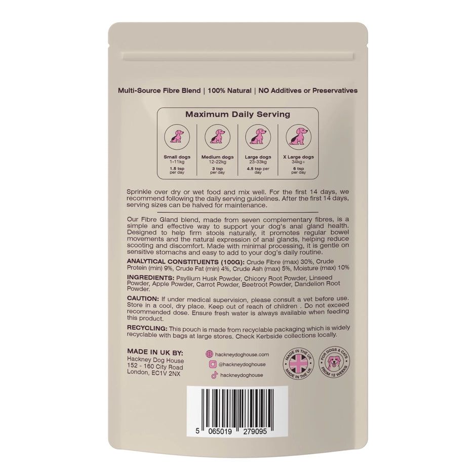 Hackney Dog House - Fibre Gland - natuurlijke vezels ter ondersteuning van stoelgang en anaalklieren - 225 gram