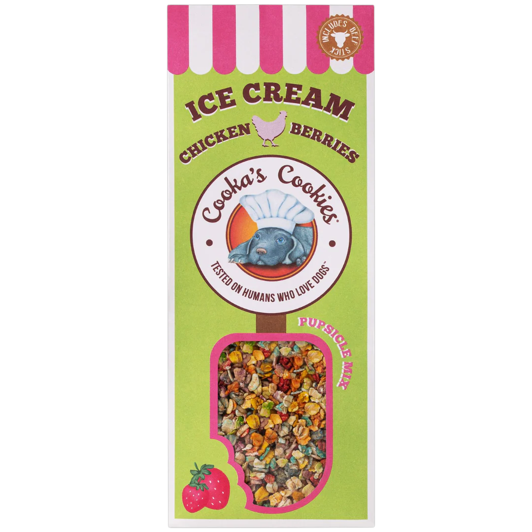 Cooka's Cookies - Ice cream mix - Zelf hondenijsjes maken - Kip, aardbei & kokos - Shop with Marley's