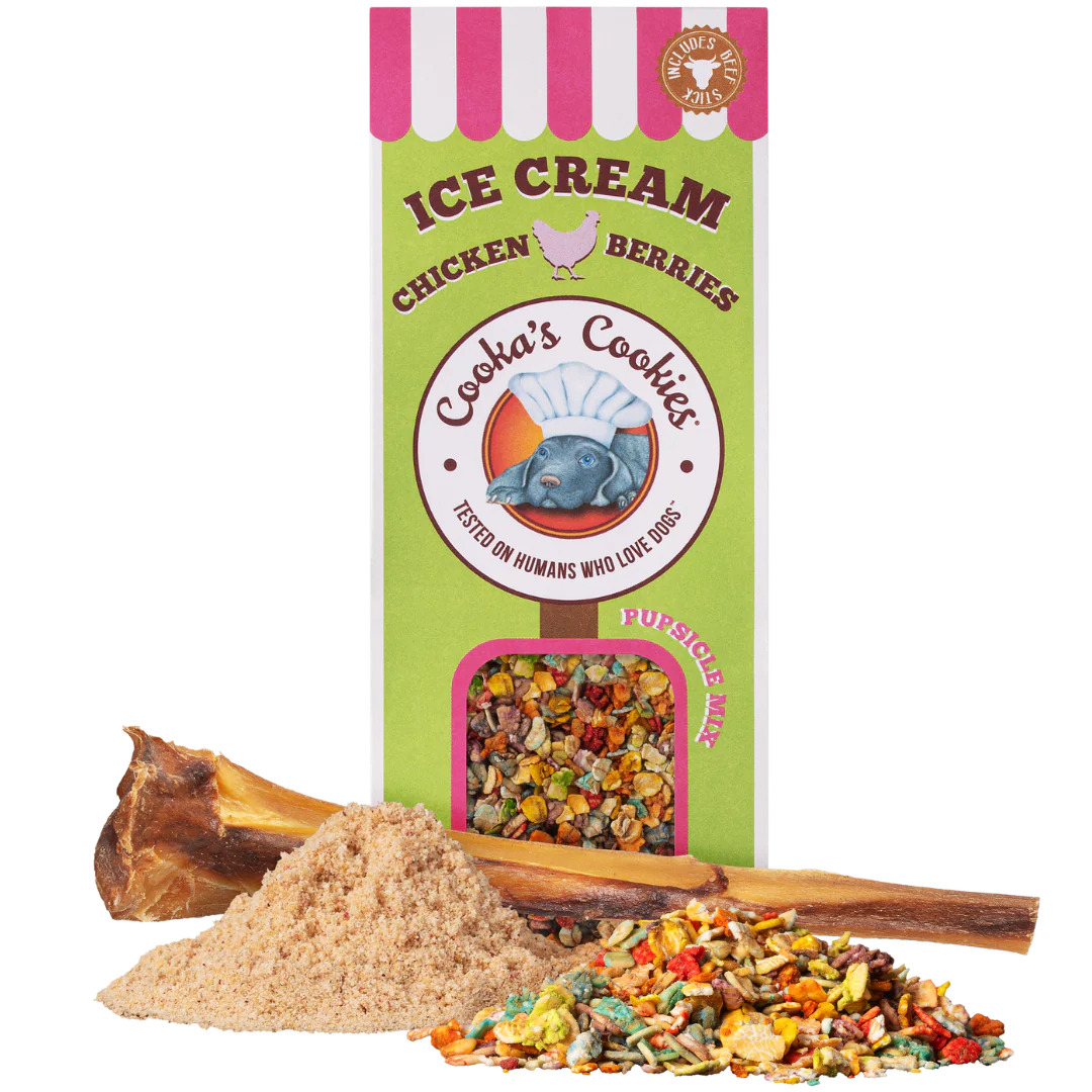 Cooka's Cookies - Ice cream mix - Zelf hondenijsjes maken - Kip, aardbei & kokos - Shop with Marley's