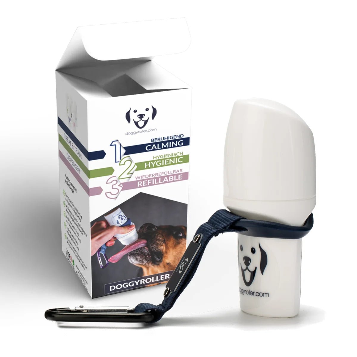 Doggyroller met karabijnhaak marineblauw - Shop with Marley's