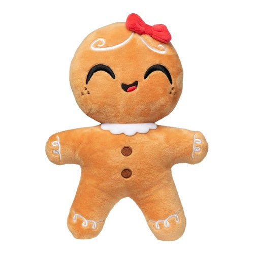 FuzzYard Doughlila peperkoekvrouw met rode strik en witte versieringen, volledig in beeld