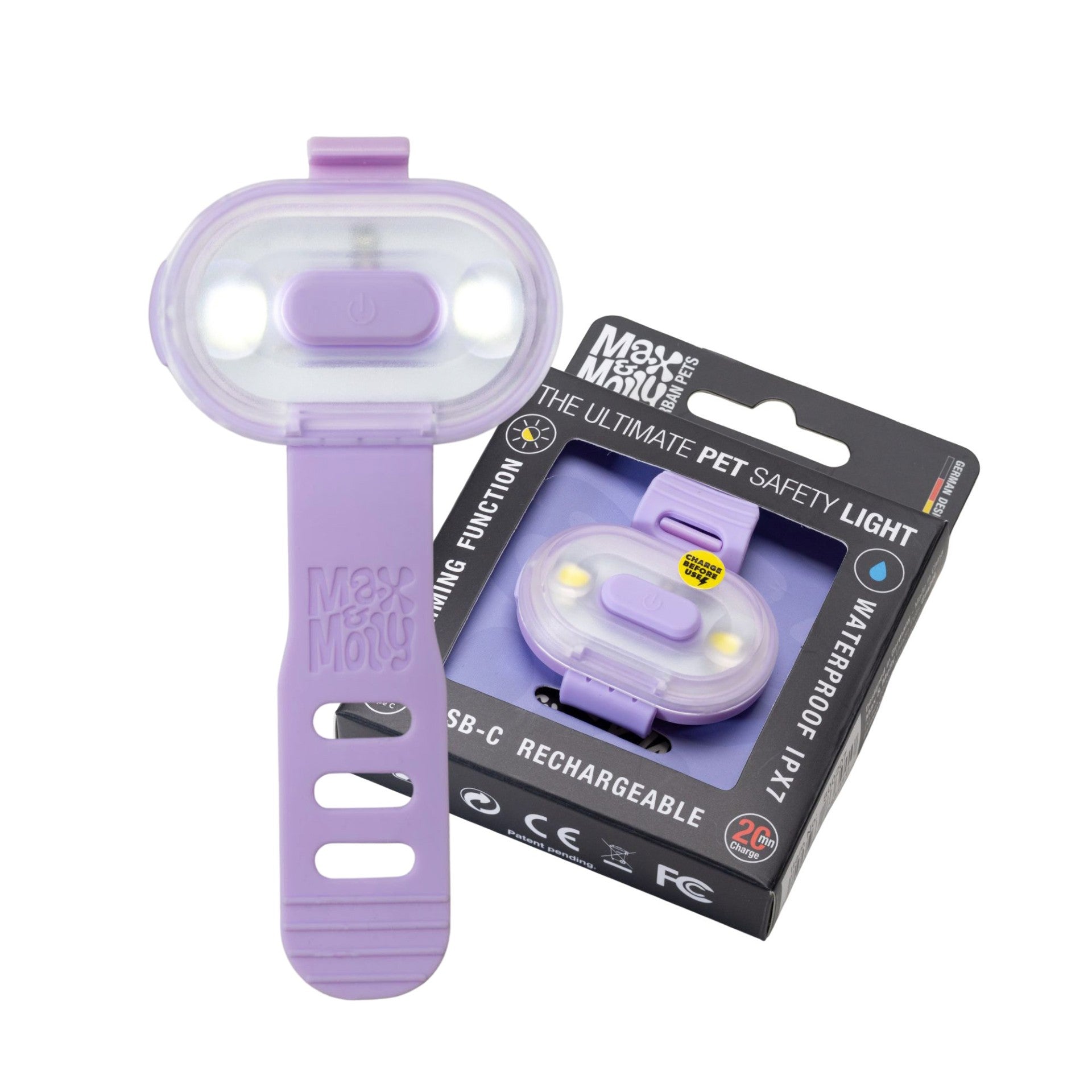 Max & Molly Matrix 2.0 Ultra LED Safety Light - Lavender - Shop with Marley's