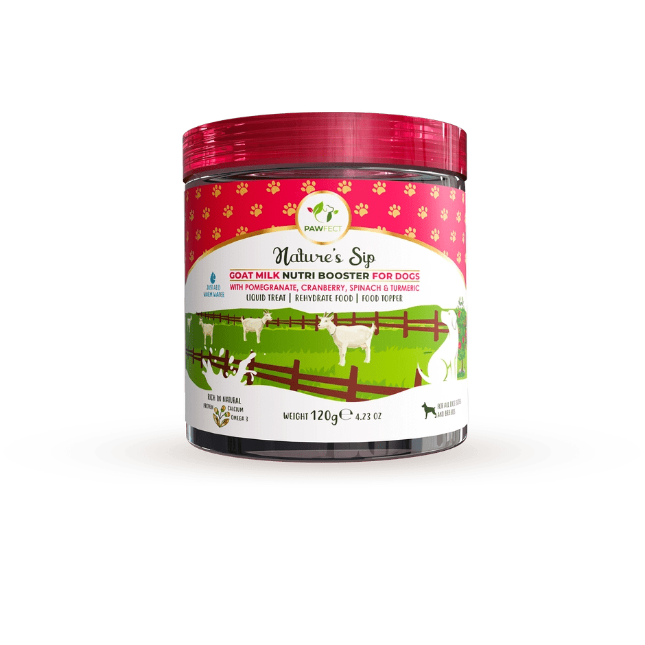 Pawfect Nature's Sip Geitenmelkpoeder met granaatappel & cranberry (120gr) - Shop with Marley's