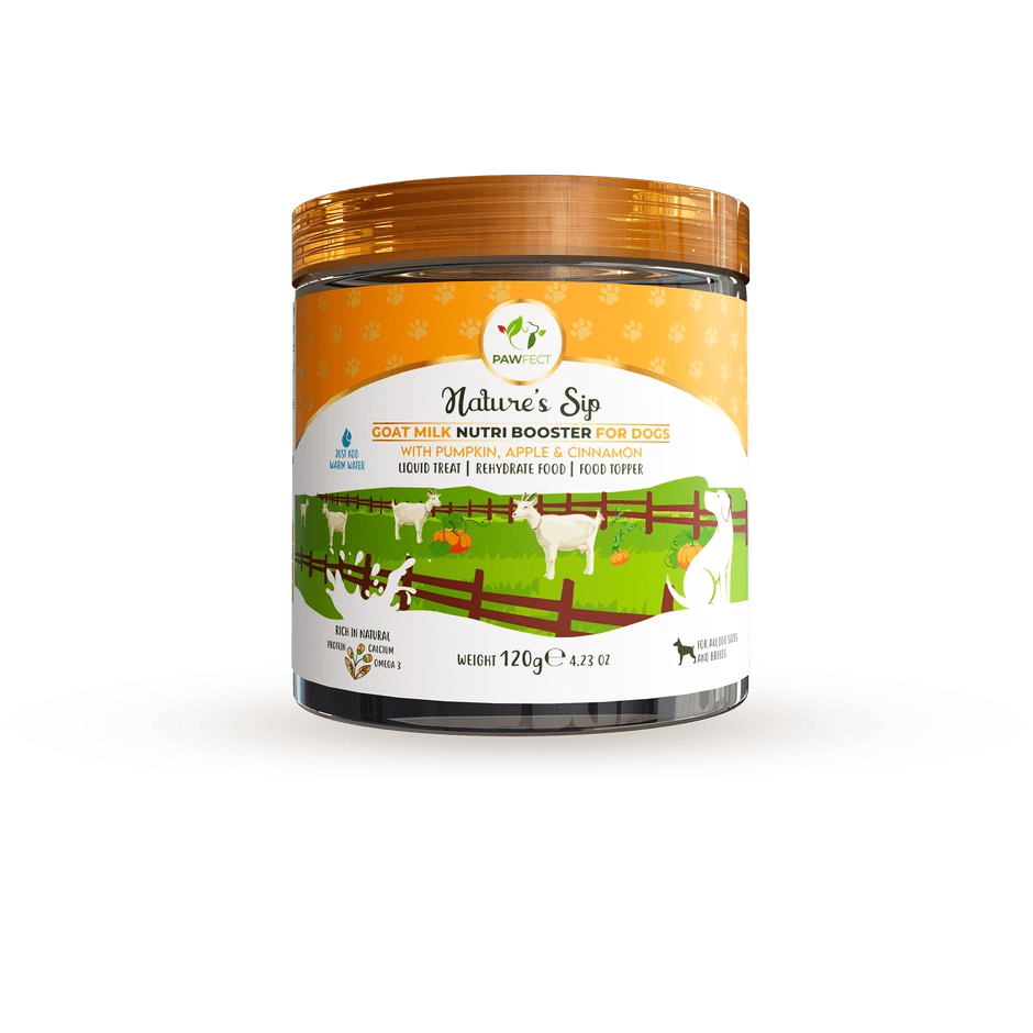 Pawfect Nature's Sip Geitenmelkpoeder met pompoen, appel & kaneel (120gram) - Shop with Marley's