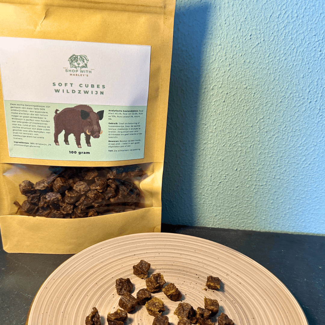 Shop with Marley's zachte blokjes Wildzwijn (100gr) - Shop with Marley's