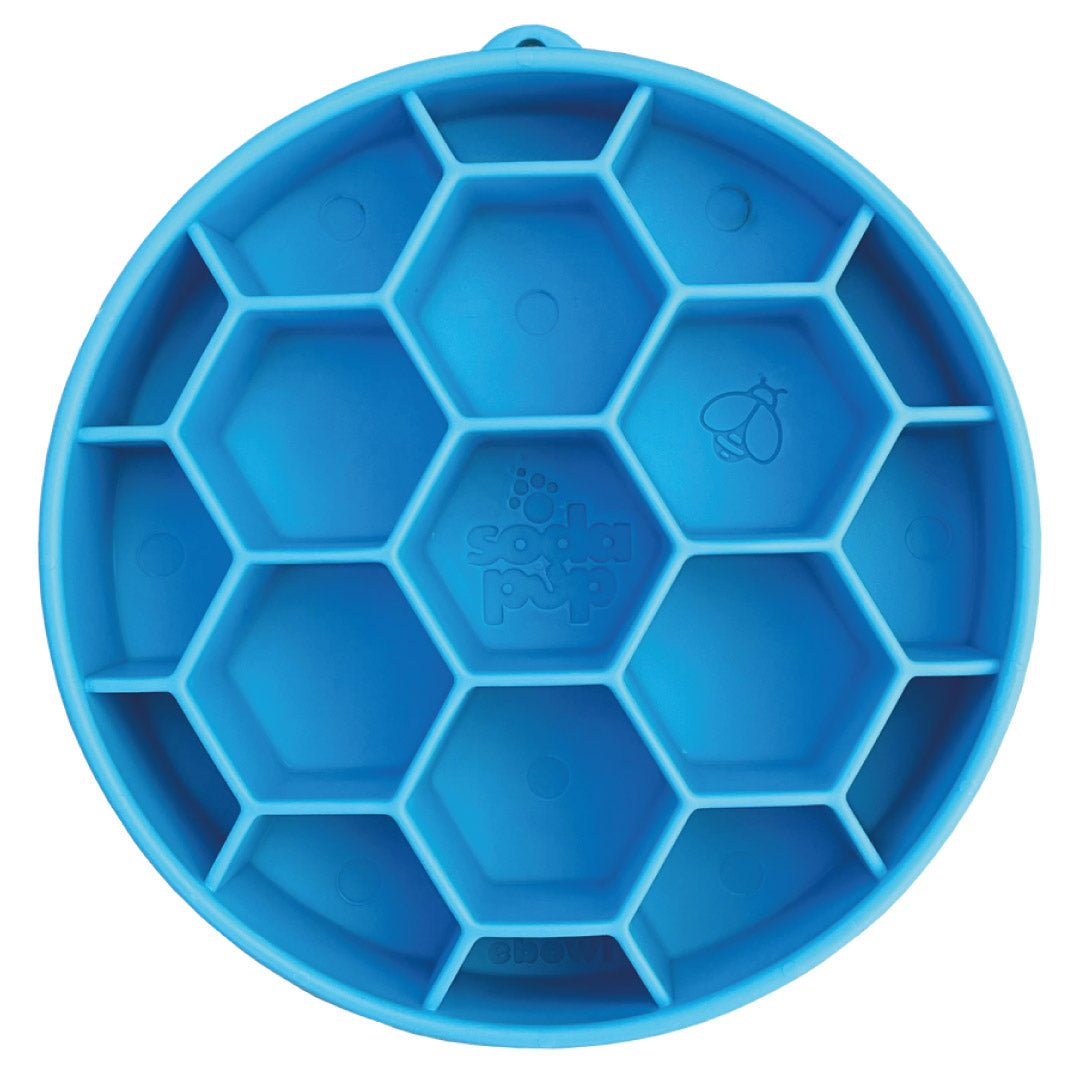 Sodapup Ebowl Honeycomb Blue - slowfeeder - Shop with Marley's