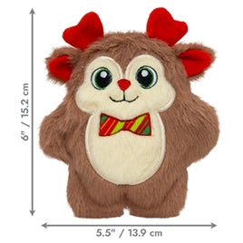 KONG Holiday Snuzzles rendier met aanduiding van hoogte en breedte