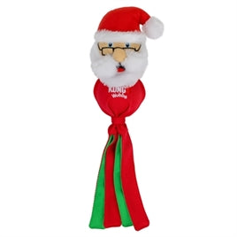 KONG Holiday Wubba Kerstman Large met rode kerstmuts, witte baard en lange rode en groene speelstroken