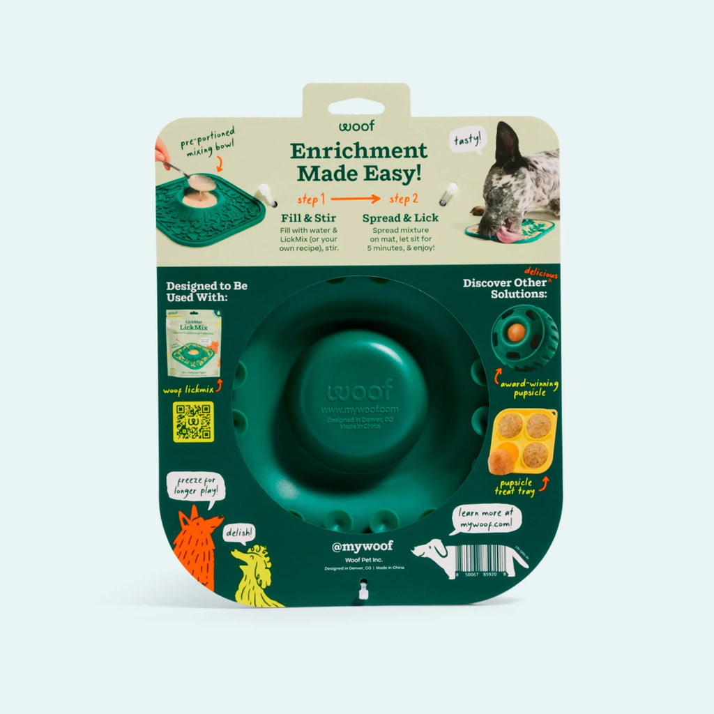 Woof - The lickmat - likmat voor honden in de kleur groen