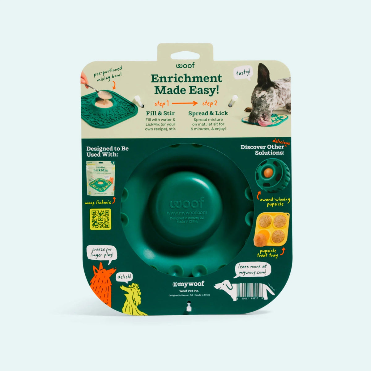 Woof - The lickmat - likmat voor honden in de kleur groen