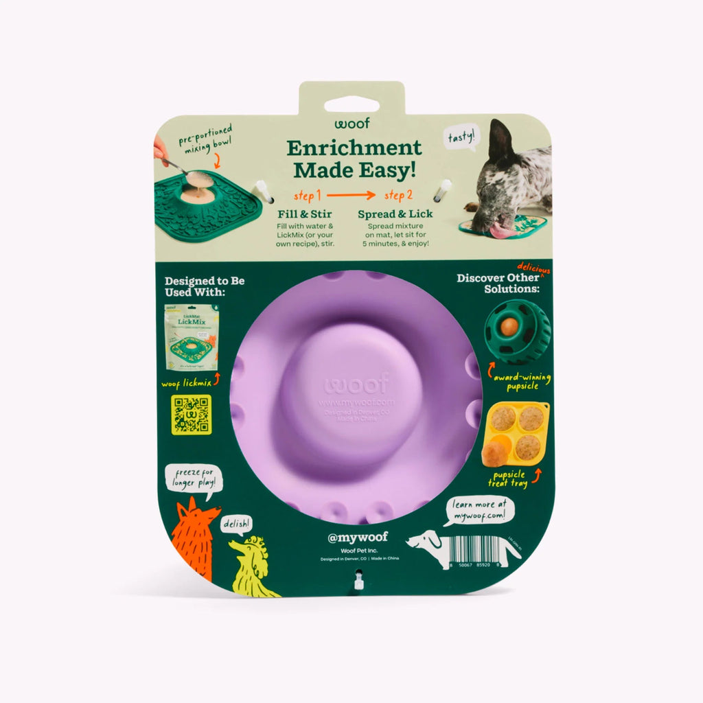 Woof - The lickmat - likmat voor honden in de kleur lavendel