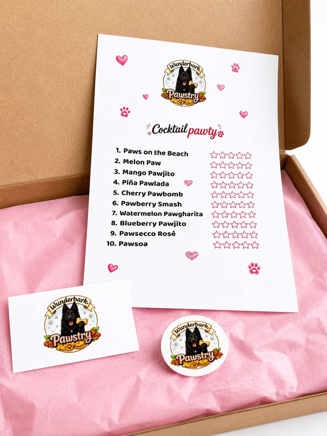 Wunderbark Cocktail Pawty pakket - mix van 10 smaken zomerse ambachtelijke hondenkoekjes - Shop with Marley's