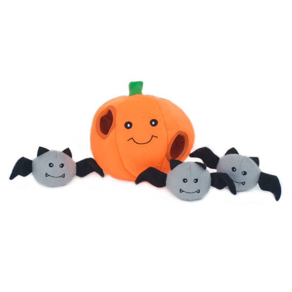 Zippypaws Halloween Burrow Pumpkin with Bats